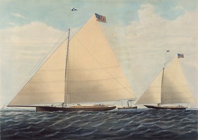 Cutter Yacht Scud of Philadelphia - modelleret af Robert L. Stevens, Esq., 1855. af Nathaniel Currier