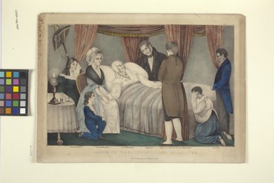 Death Of Washington (håndkoloreret litografi) af Nathaniel Currier