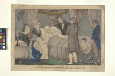 Death Of Washington (håndkoloreret litografi) af Nathaniel Currier