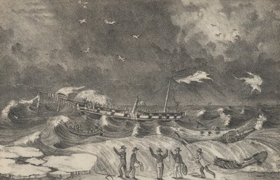 Det frygtelige vrag af Mexico på Hempstead Beach, 2. januar 1837, 1848-56. af Nathaniel Currier