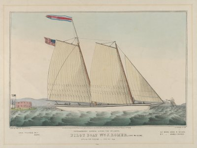 Ekstraordinær Express Across the Atlantic - Pilotbåd William J. Romer, Kaptajn McGuire, ..., 1846. af Nathaniel Currier