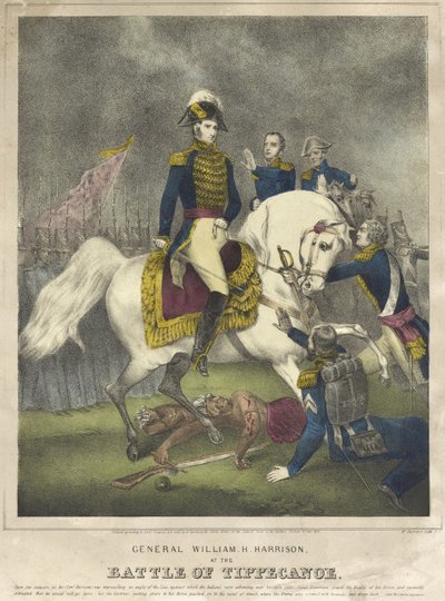 General William H. Harrison i slaget ved Tippecanoe, udg. 1840 af Nathaniel Currier