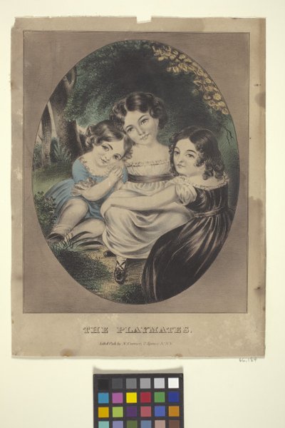 Legekammeraterne (håndkoloreret litografi) af Nathaniel Currier