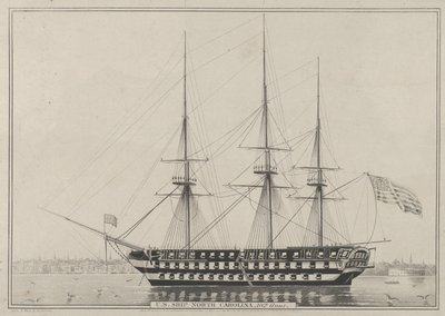 U. S. skib North Carolina, 102 kanoner, 1843., 1843. af Nathaniel Currier