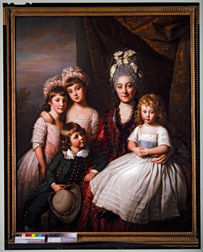 Lady Cooper omgivet af sine børn, udateret (lærred) af Nathaniel Dance