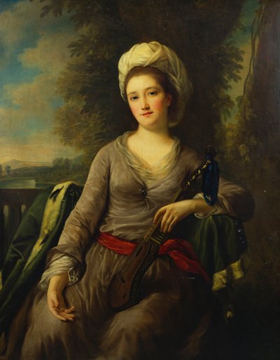 Portræt af en dame, menes at være fru Wells af Nathaniel Dance Holland