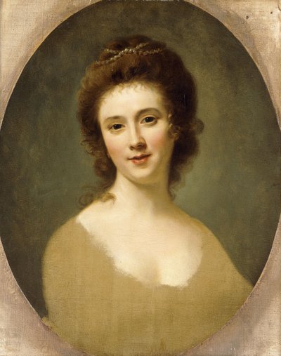 Portræt af Miss Sunning, hoved og skuldre, af Nathaniel Hone