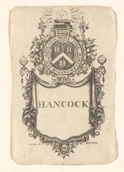 Bogplade fra Harvard College (Hancock) af Nathaniel Hurd