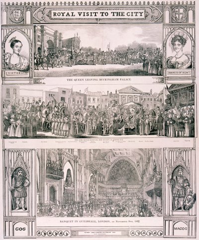 Dronning Victorias besøg i City of London, 1837 af Nathaniel Whittock