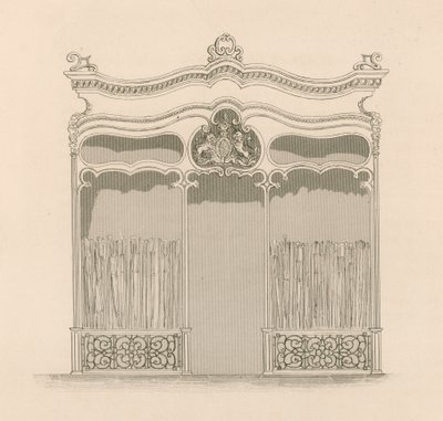 Butiksfront i fransk Louis XIV-stil for Mrs Sangster, Paraply and Stick Merchants, Regent Street, London af Nathaniel Whittock