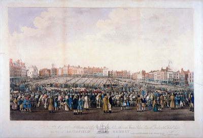 Smithfield Market, West Smithfield, City of London, c1825. af Nathaniel Whittock