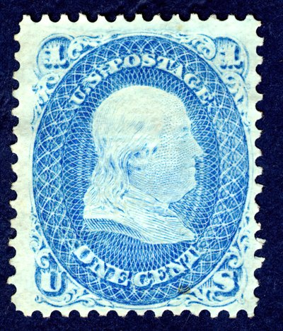 1c Franklin F Grill single, 1867. af National Bank Note Company