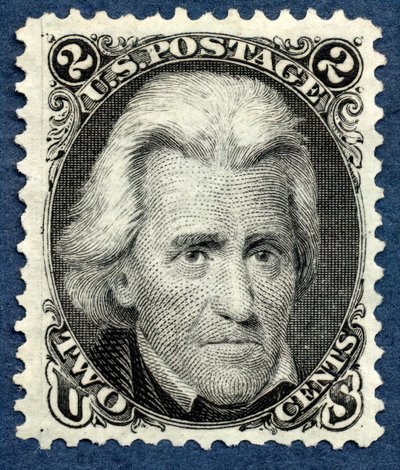 2c Andrew Jackson genudgiver single, 1875. af National Bank Note Company