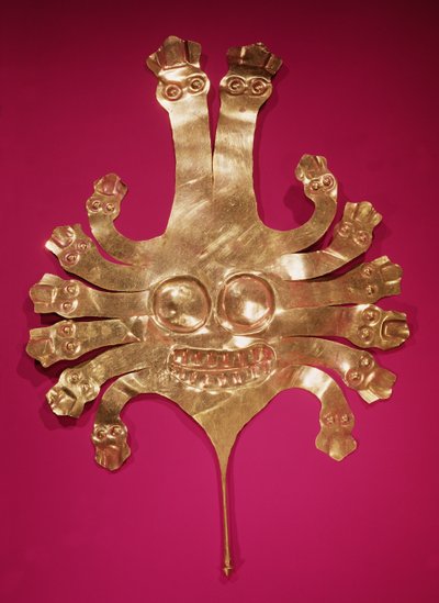 Hoved af Medusa, fra Peru (guld) af Nazca Culture