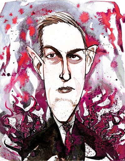 Den amerikanske horror- og science fiction-forfatter Howard Phillips Lovecraft (1890-1937); karikatur af Neale Osborne