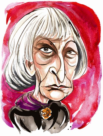 Elisabeth Lutyens - farvekarikatur af Neale Osborne