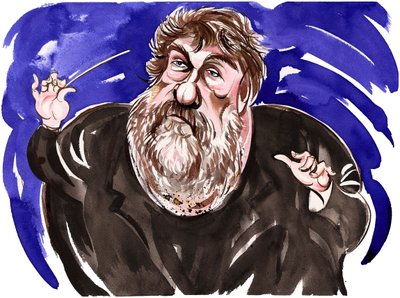 Oliver Knussen - farvekarikatur af Neale Osborne