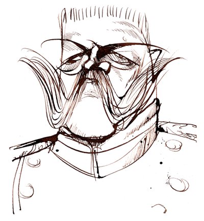 Paul von Hindenburg - Polskfødt, tysk general og præsident (1847-1934); karikatur af Neale Osborne