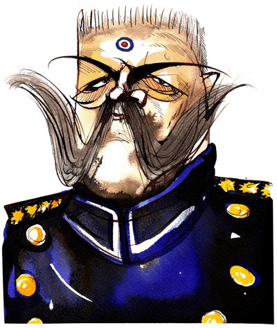 Paul von Hindenburg - Polskfødt, tysk general og præsident (1847-1934); karikatur i farver af Neale Osborne