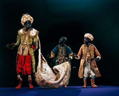 Magi, fra vuggestuen og træet (terracotta & stof) af Neapolitan School