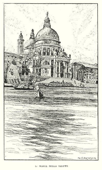 S Maria Della Salute (litografi) af Nelly Erichsen