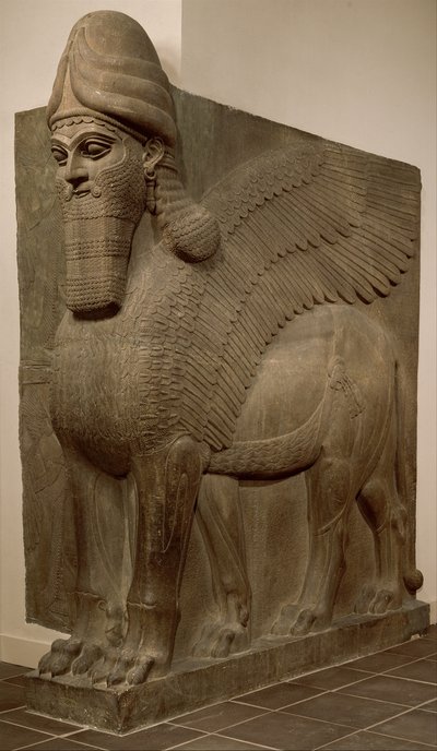 Bevinget løve med menneskehoved (lamassu), ca. 883-859 f.Kr. (gipsalabast) af Neo Assyrian