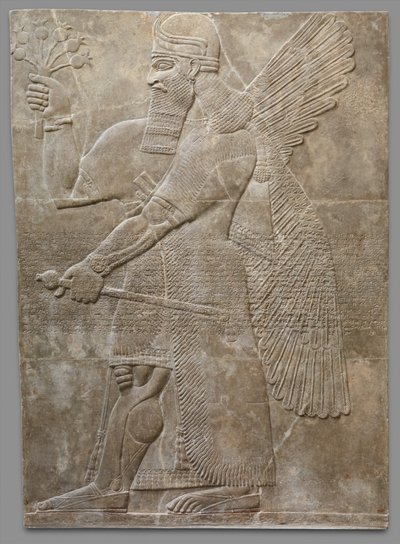 Reliefpanel, neoassyrisk, ca. 883-859 f.Kr. (gips-ablabrisk) af Neo Assyrian