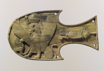 Hesteblinkudskæringer udskåret i relief med en siddende sfinx, ca. 8. århundrede f.Kr. af Neo Assyrian Neo Assyrian