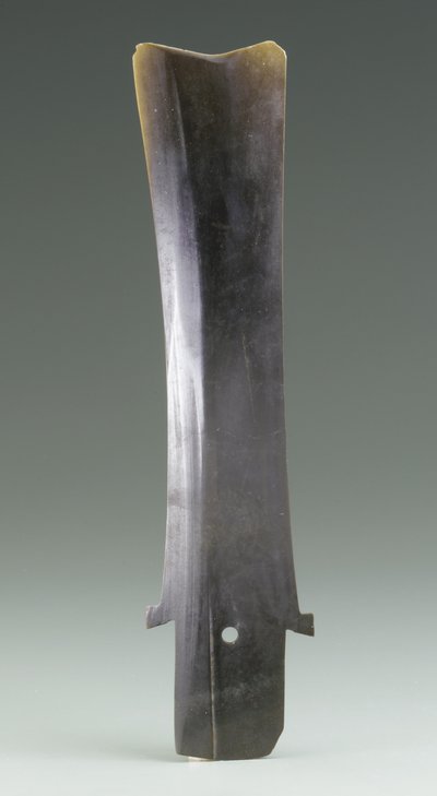 Høstkniv (hu), Qijia-kultur, ca. 2500-2000 f.Kr. (jade) af Neolithic Period Chinese School