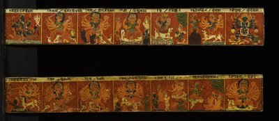 Et par Devimahatmya manuskriptomslag (ugennemsigtigt wc på træ) af Nepalese School