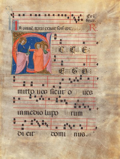 Antiphonal folio med historiseret initial 