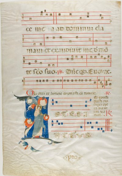 Nimbed Saint in a Historiated initial "I" from an Antiphonary af Neri da Rimini