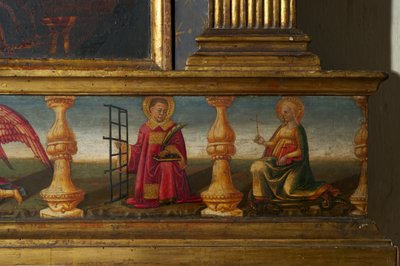 Detalje fra Jomfruens kroning (tempera på træ) af Neri di Bicci