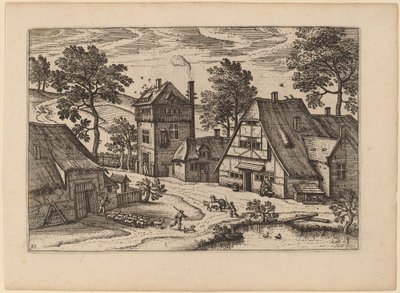 Landsby med Dam af Netherlandish 16th Century