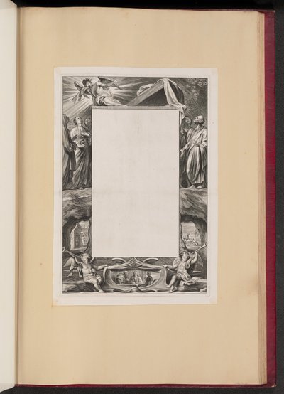 Border Illustration med helgener og scener fra Kristi liv af Netherlandish 17th Century