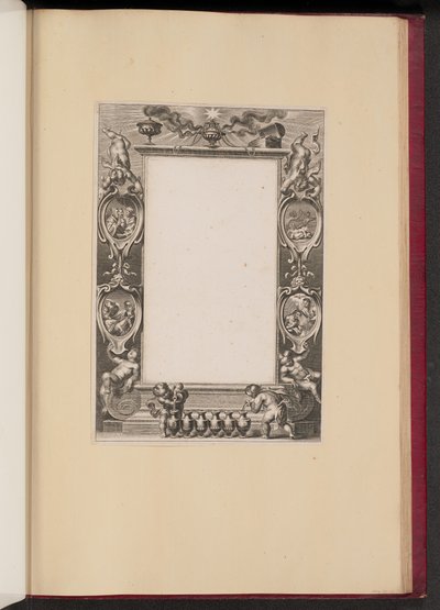 Borderillustration med scener fra Kristi liv og Putti, der hælder vin af Netherlandish 17th Century