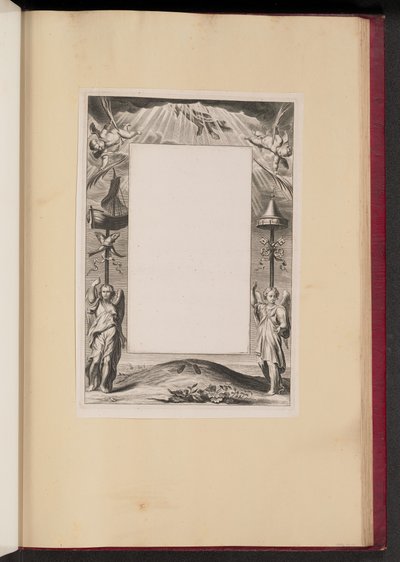 Border Illustration med Kristi himmelfart, nøgler og fisk af Netherlandish 17th Century