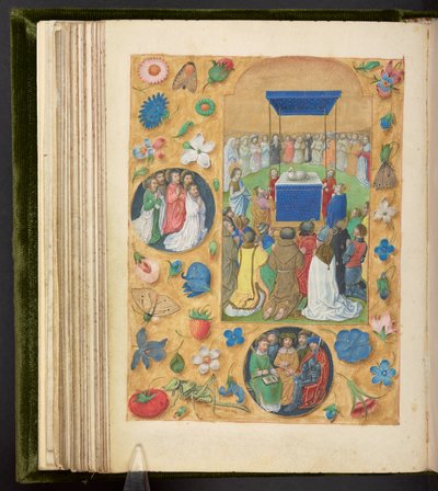 Tilføje. 17280, f.77v, Tilbedelsen af det mystiske lam, fra Filip den Skønnes timer, c.1495 (vellum) af Netherlandish School