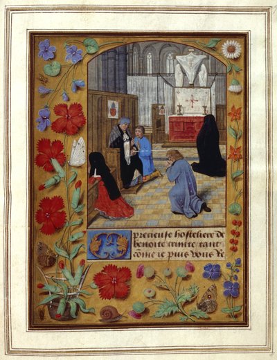 Tilføje. 25698, f.9 Faste og bøn i kirken, illustration fra en 
