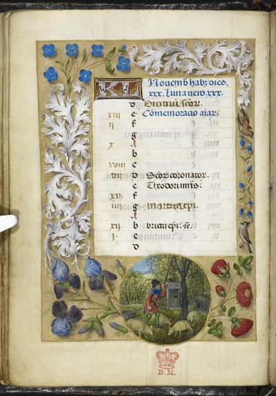 Tilføj MS 38126 f.11v kalenderside for november, fra 