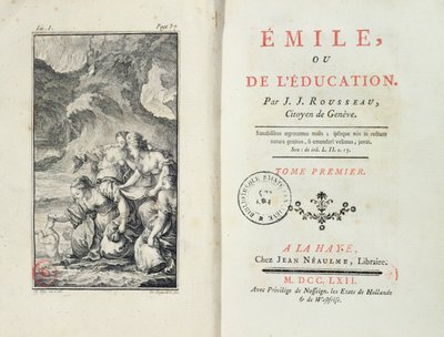 Frontispice for Emile af Jean-Jacques Rousseau, 1762 af Netherlandish School