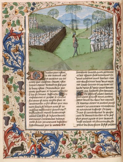 MS Royal 15 E.IV fol.231v Den saksiske stockade ved slaget ved Hastings (1066) fra 