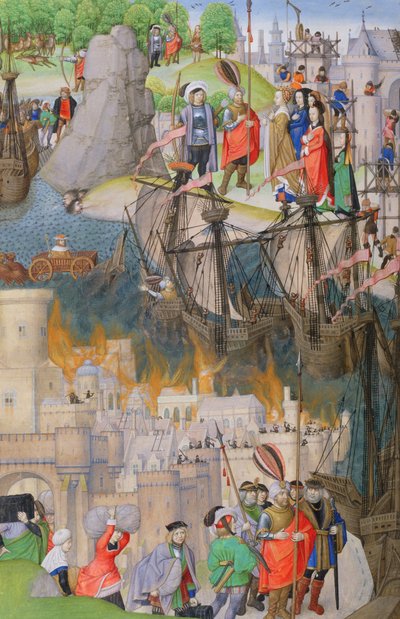 Ms 311 f.122 v. Scener fra Æneiden, af Virgil, 1472-73 af Netherlandish School