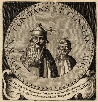 Portræt af de byzantinske kejsere Constans II og Constantine IV. af Netherlandish School