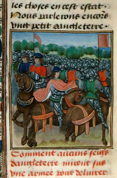 Royal 18 E.II fol.411v Rebellion against Henry IV (1367-1413) fra Bog IV af 