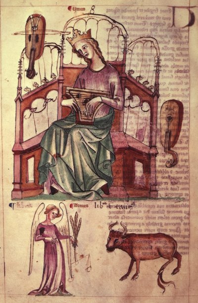 Sloane 3983 fol.42v Venus spiller et psalter fra 
