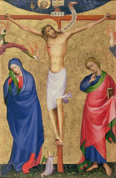 Korsfæstelsen, fra en foldealtertavle, ca. 1400 (tempera & bladguld på panel) af Netherlandish School