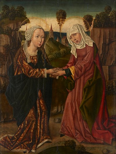 The Virgin and Saint Elizabeth (olie på panel) af Netherlandish School