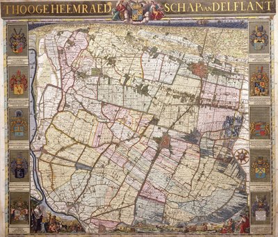 Vægkort over Delftland, 1712 af Netherlandish School