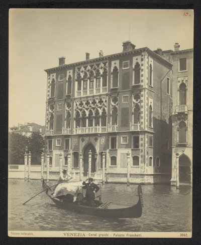 Eksteriør af Palazzo Cavalli-Franchetti i Venedig Venedig - Canal Grande - Palazzo Franchetti (titel på objekt) af Neue Photographische Gesellschaft